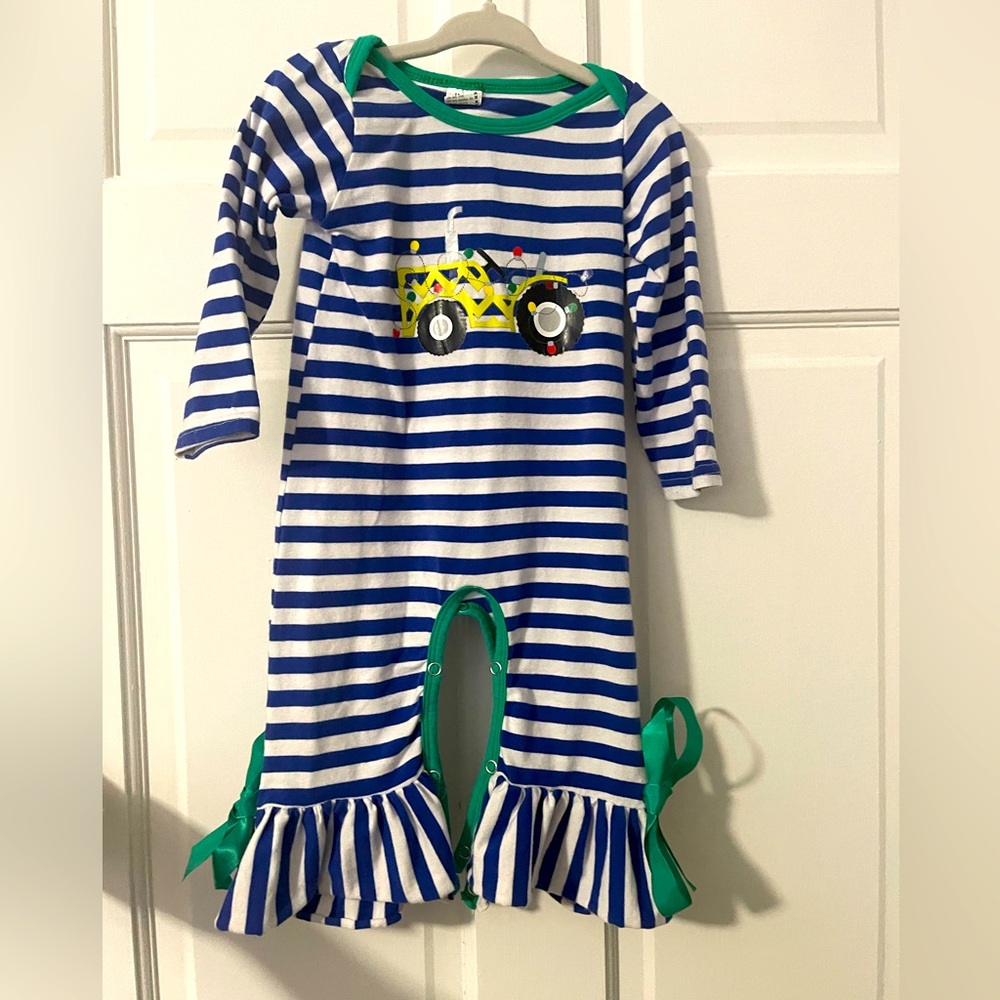 Christmas romper girls 12-18M tractor